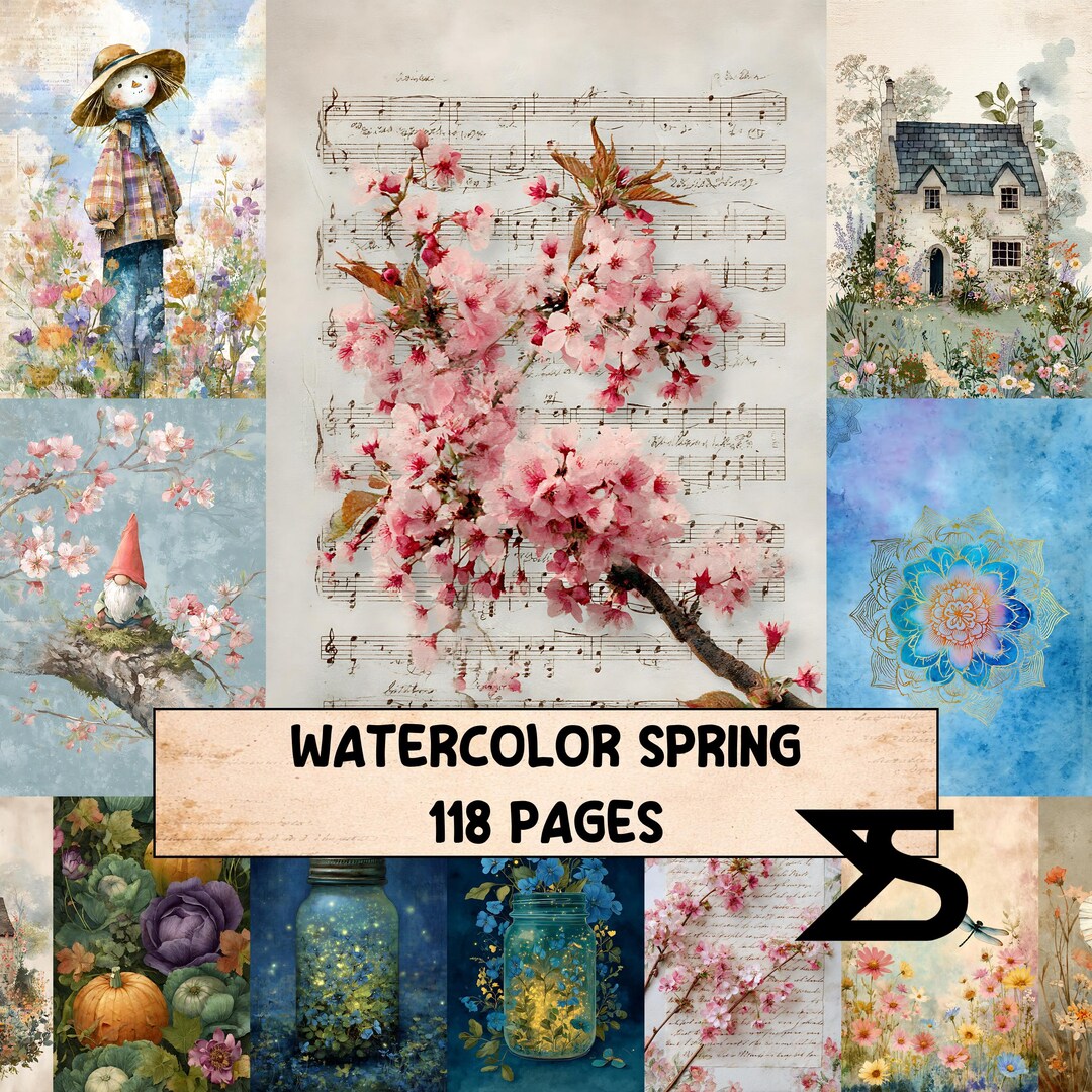 Watercolor Spring Junk Journal Kit With Floral Ephemera and Vintage ...