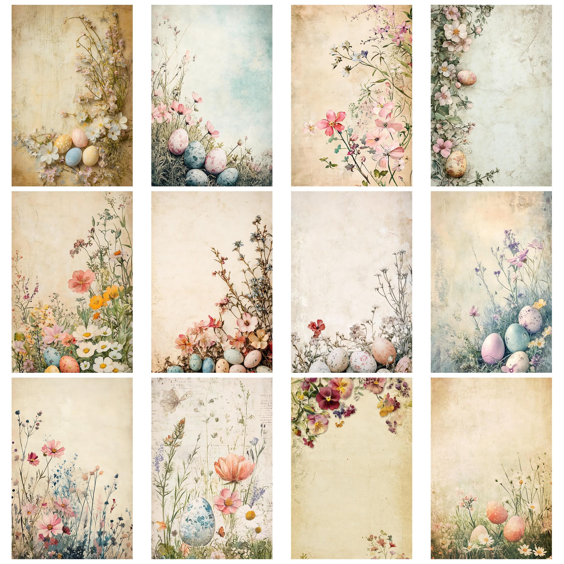 Floral Easter Vintage Junk Journal Kit Printable Papers and Ephemera ...