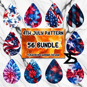 4 juillet modèle Sublimation boucle d'oreille Design Bundle, téléchargement numérique instantané, usage commercial, boucle d'oreille en forme de larme PNG