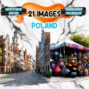 Watercolor Poland PNG Image with transparent background, Poland Clipart bundle, commercial use, digital download, instant download