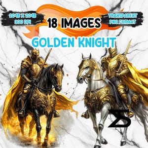 18 acquerelli Golden Knight, Golden Knight Clipart bundle, uso commerciale, download digitale, download immediato