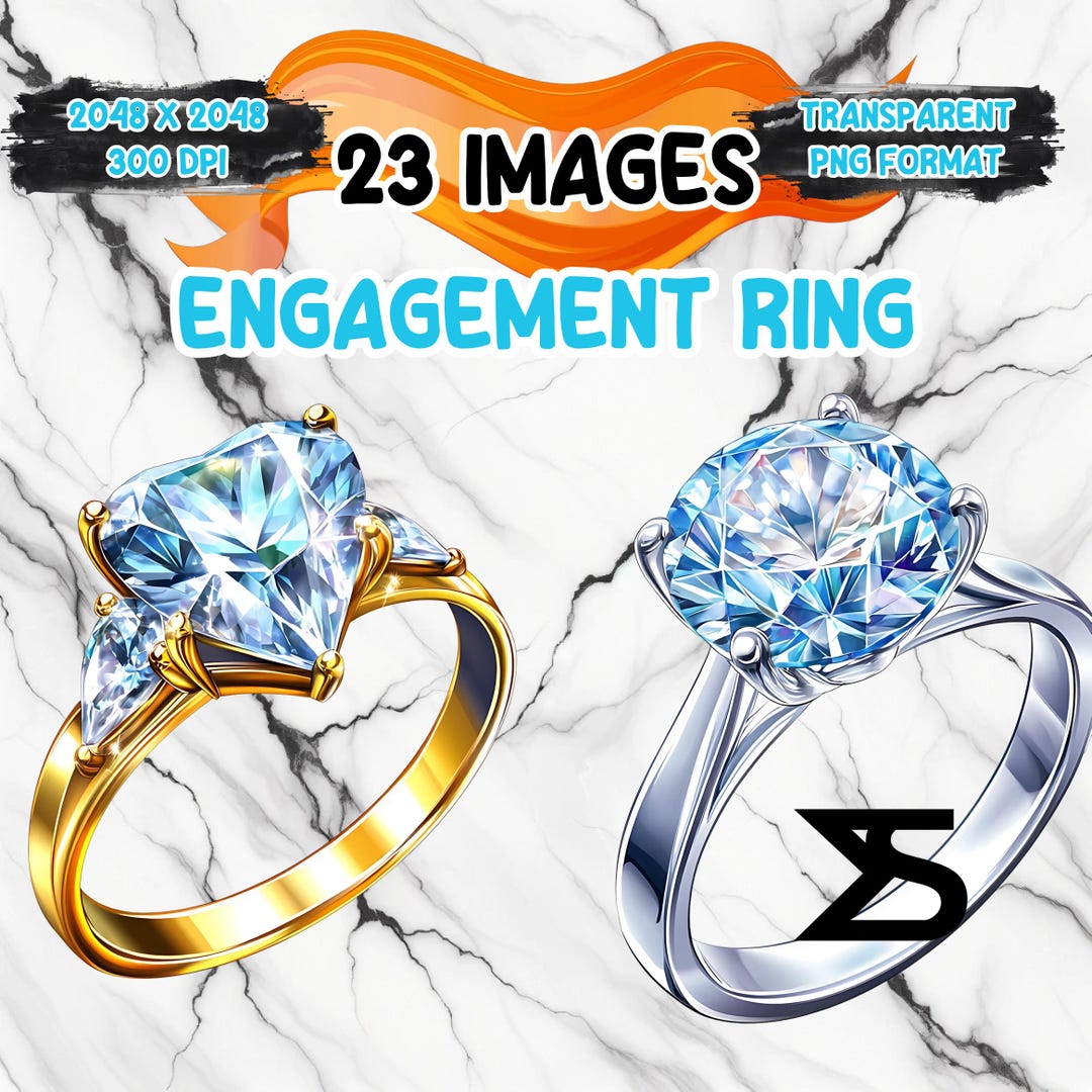 Watercolor Engagement Ring Clipart, Wedding Clipart Bundle, Commercial ...