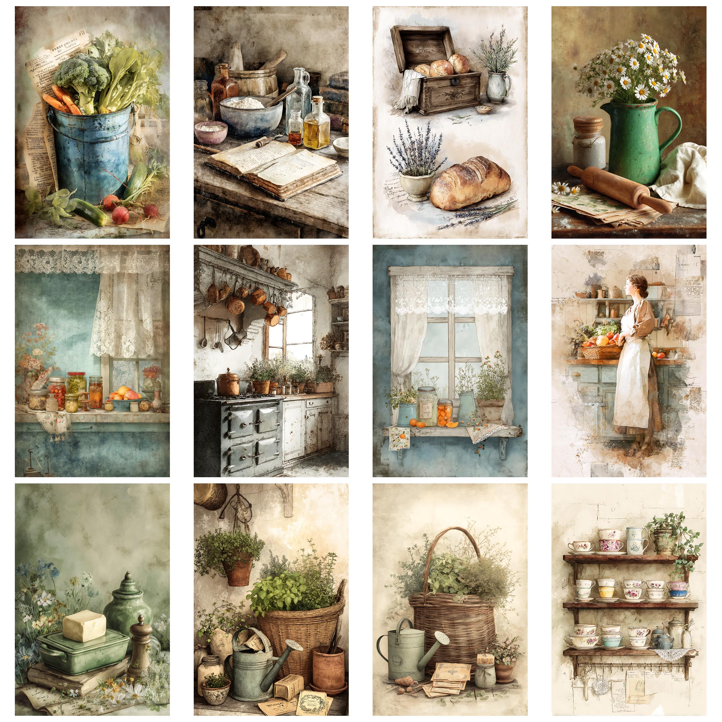 Rustic Farmhouse Kitchen1 Vintage Kitchen Ephemera Junk Journal Kit ...