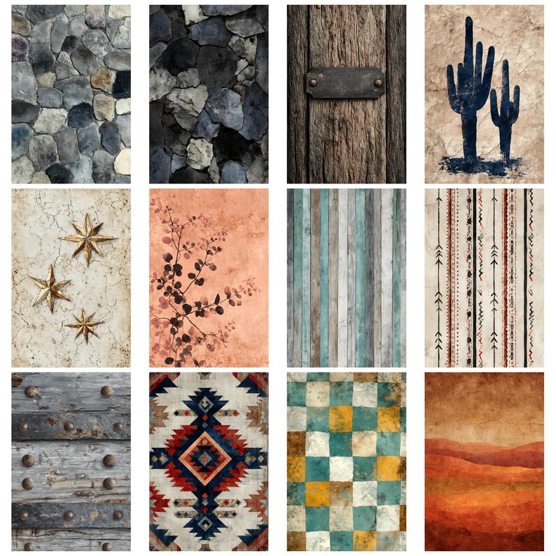 Rustic Western Texture Wild West Textures Vintage Western Junk Journal Kit Printable Papers ...