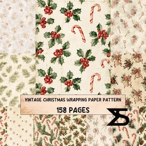 Vintage Christmas Wrapping Paper Pattern - Druckbare journalseiten 12 vintage bogen weihnachts ephemera fur scrapbooking und geschenkpapier
