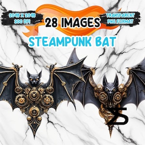 Akwarela Steampunk Bat PNG Obraz na przezroczystym tle, cyfrowa naklejka/Scrapbooking, użycie komercyjne, natychmiastowe pobieranie cyfrowe