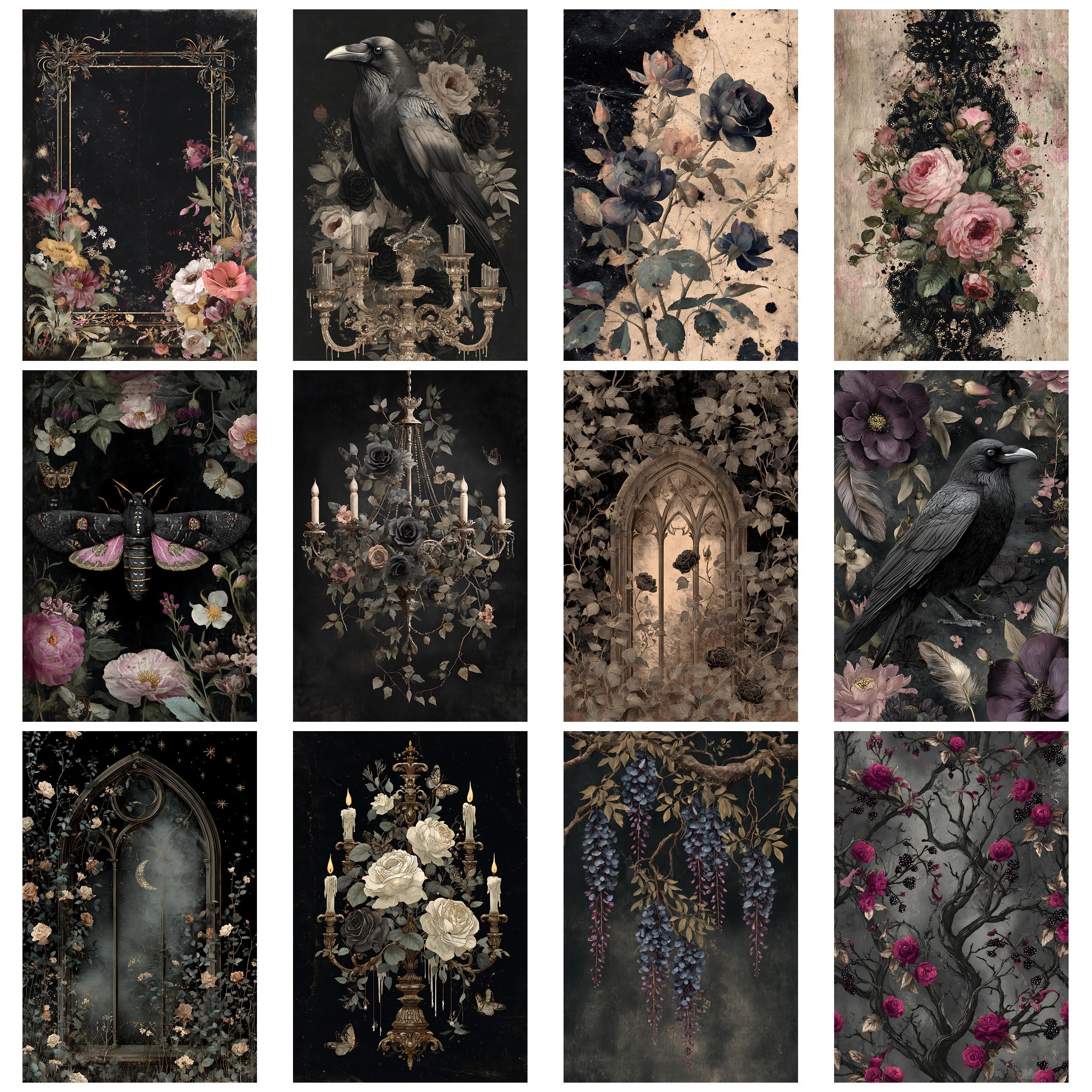 Dark Floral Gothic1 Junk Journal Kit Gothic Ephemera Printable Vintage ...