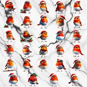 Weihnachts Rotkehlchen Clipart Bundle, Instant Download, kommerzielle Nutzung, Planer, Sticker