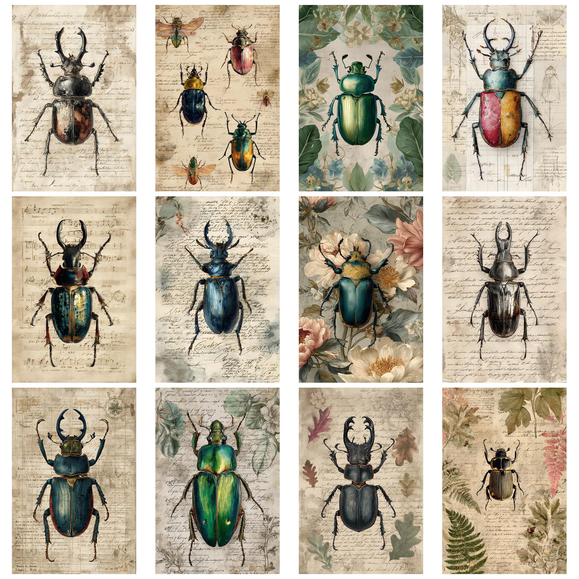 Vintage Beetles and Bugs Vintage Insect Ephemera Pack for Junk Journals ...