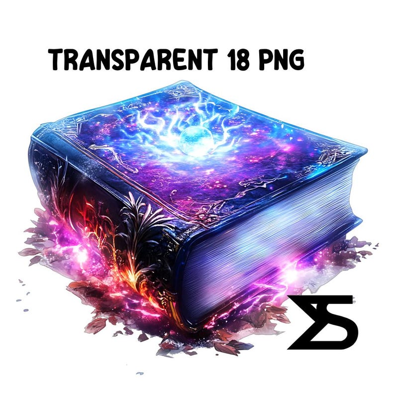 Imagen PNG de libro de hechizos de acuarela sobre fondo transparente, calcomanía digital/álbum de recortes, uso comercial, descarga digital instantánea imagen 4