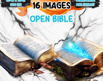 Watercolor Open Bible PNG Image, Christian Clipart bundle, commercial use, digital download, instant download