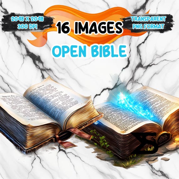 Watercolor Open Bible PNG Image, Christian Clipart bundle, commercial use, digital download, instant download