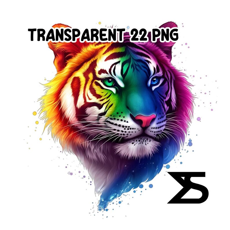 Rgb Tiger Watercolor Rainbow Tiger PNG Image on Transparent Background, Digital ...