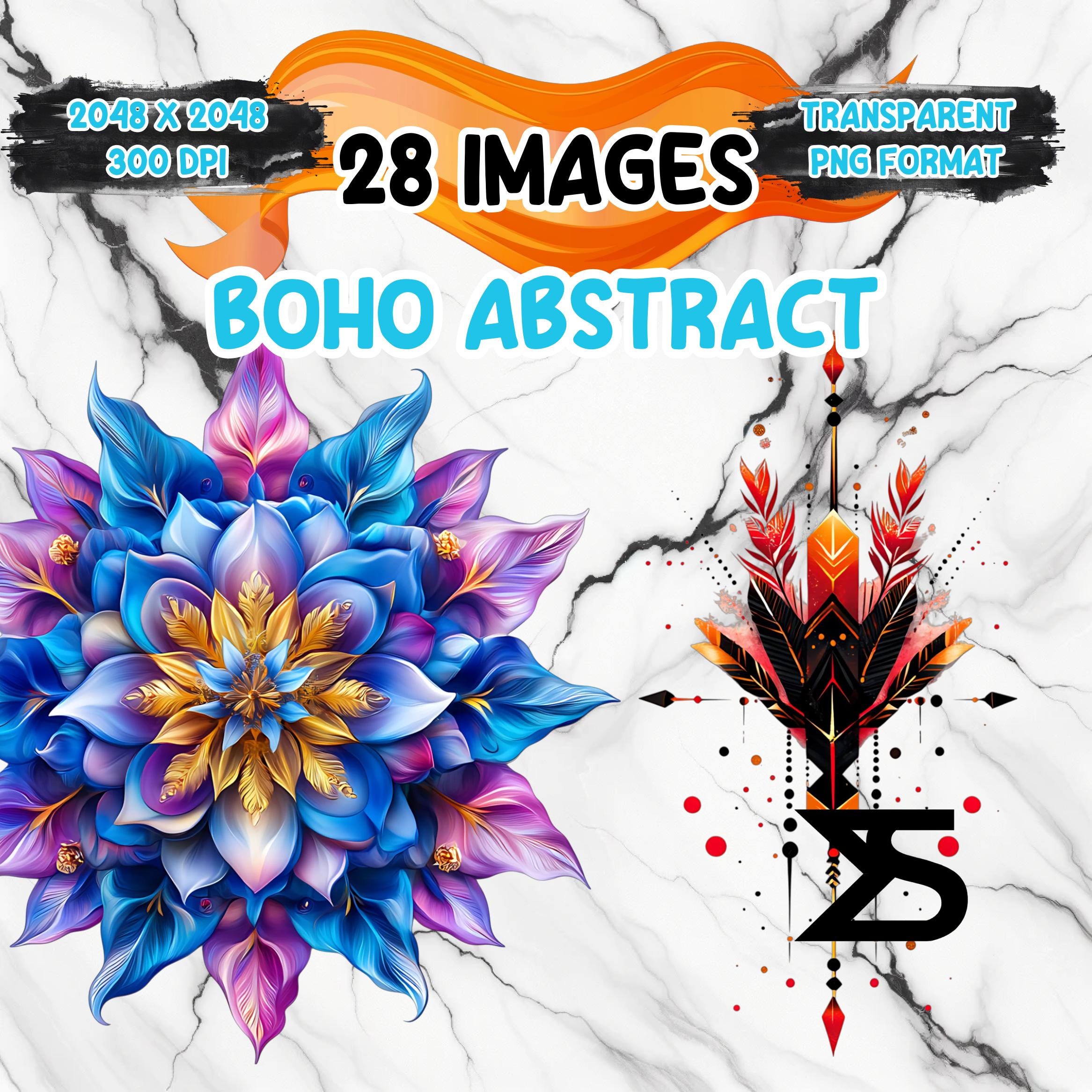 Watercolor Boho Abstract PNG Image on transparent background, digital Sticker/Scrappbooking, commercial use, instant digital download