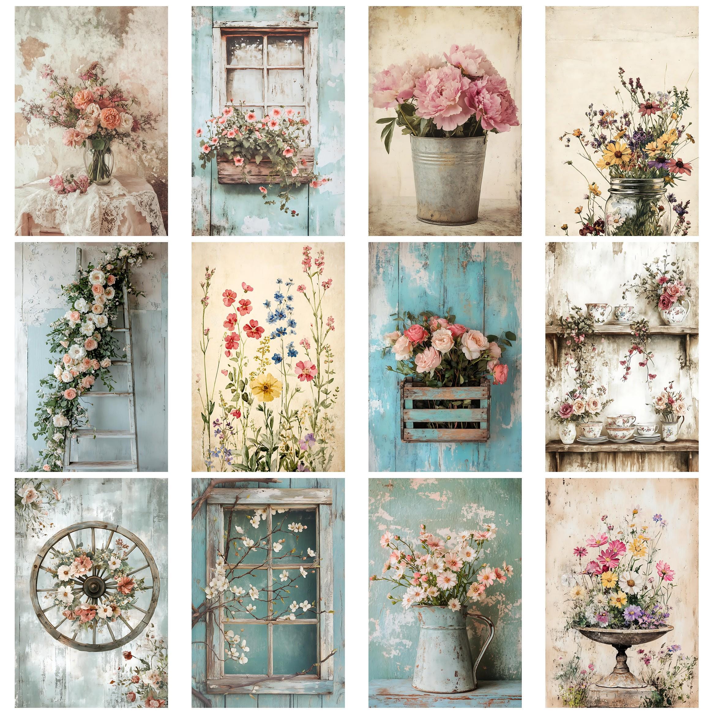Rustic Farmhouse Florals Junk Journal Kit With Vintage Ephemera ...