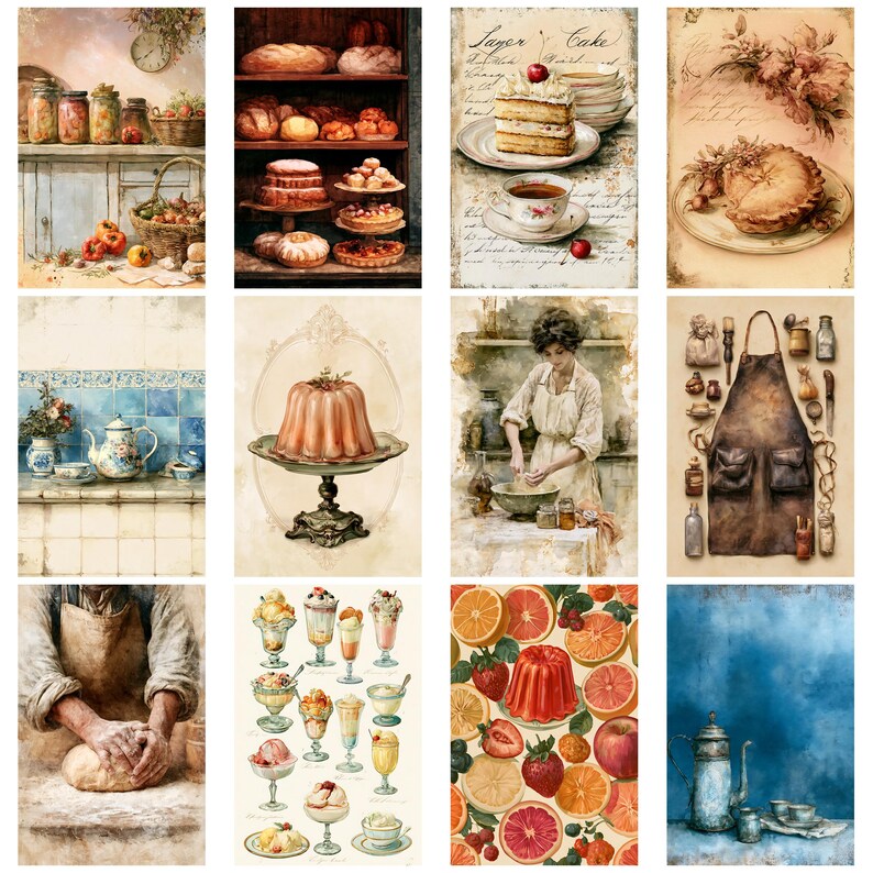 Vintage Cooking1 Vintage Ephemera Junk Journal Kit With Recipe Cards ...