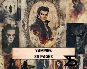 Vampire junk journal kit vintage gothic ephemera papers collage printables for mixed media art handmade journals scrapbooking supplies
