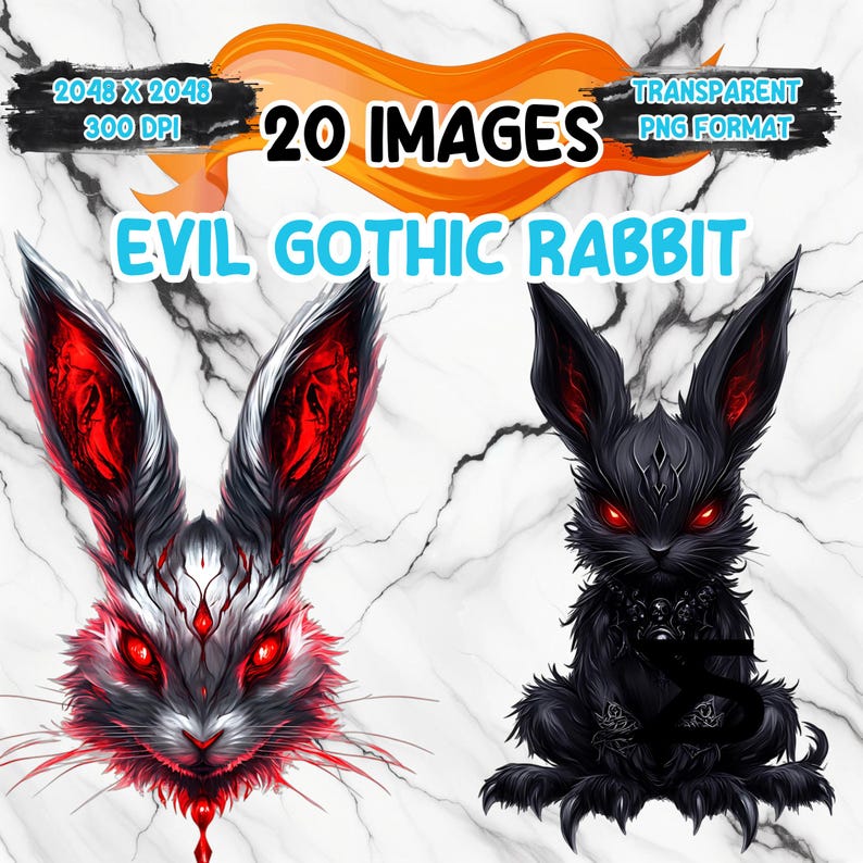 Watercolor Evil Gothic Rabbit PNG Image on Transparent Background ...