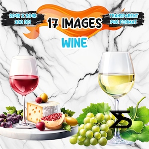 Watercolor Wine PNG Image with transparent background, Wine Clipart bundle, commercial use, digital download, instant download