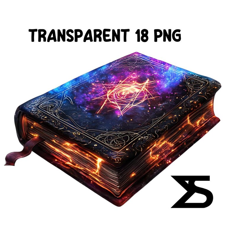 Imagen PNG de libro de hechizos de acuarela sobre fondo transparente, calcomanía digital/álbum de recortes, uso comercial, descarga digital instantánea imagen 3