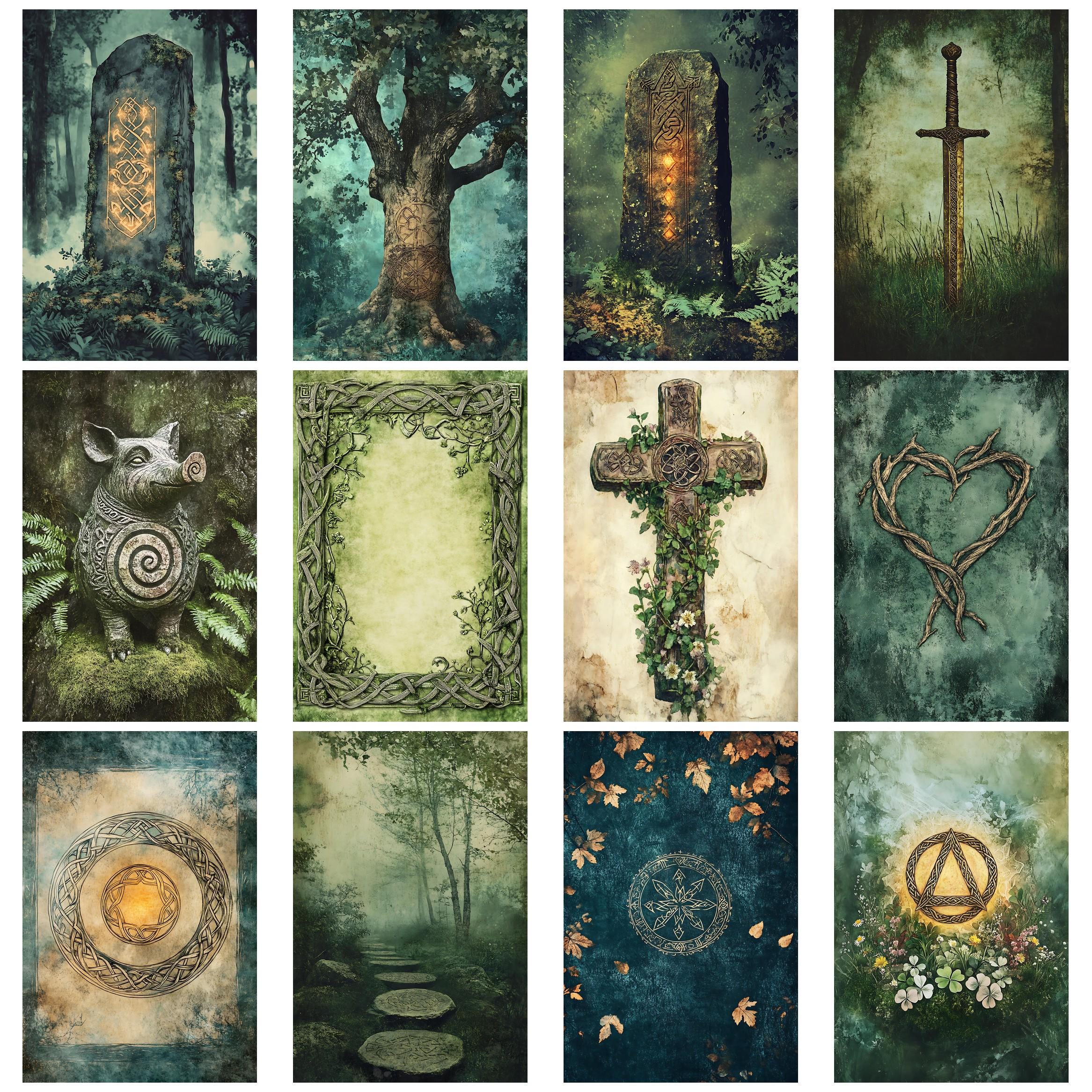 Elements Runes Poster Celtic Forest Runes Junk Journal Ephemera Pack Printable Vintage ...