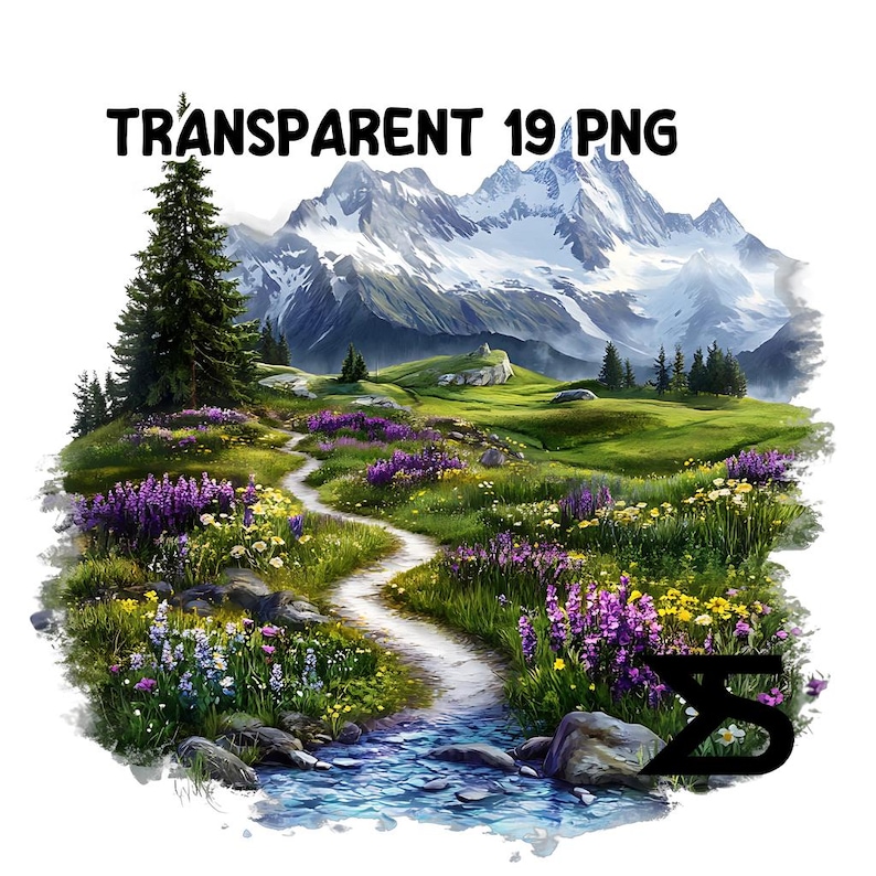 Watercolor Swiss Alps Landscape PNG Image With Transparent Background ...