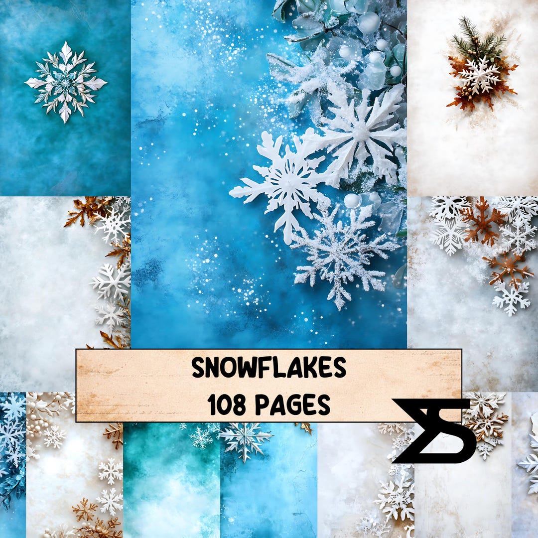 Snowflakes Vintage Winter Junk Journal Ephemera Kit With Printable ...