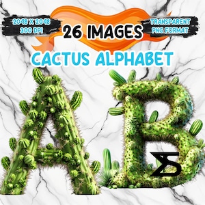 Cactus Alphabet Clipart Bundle, Instant Download, kommerzielle Nutzung, Planer, Sticker