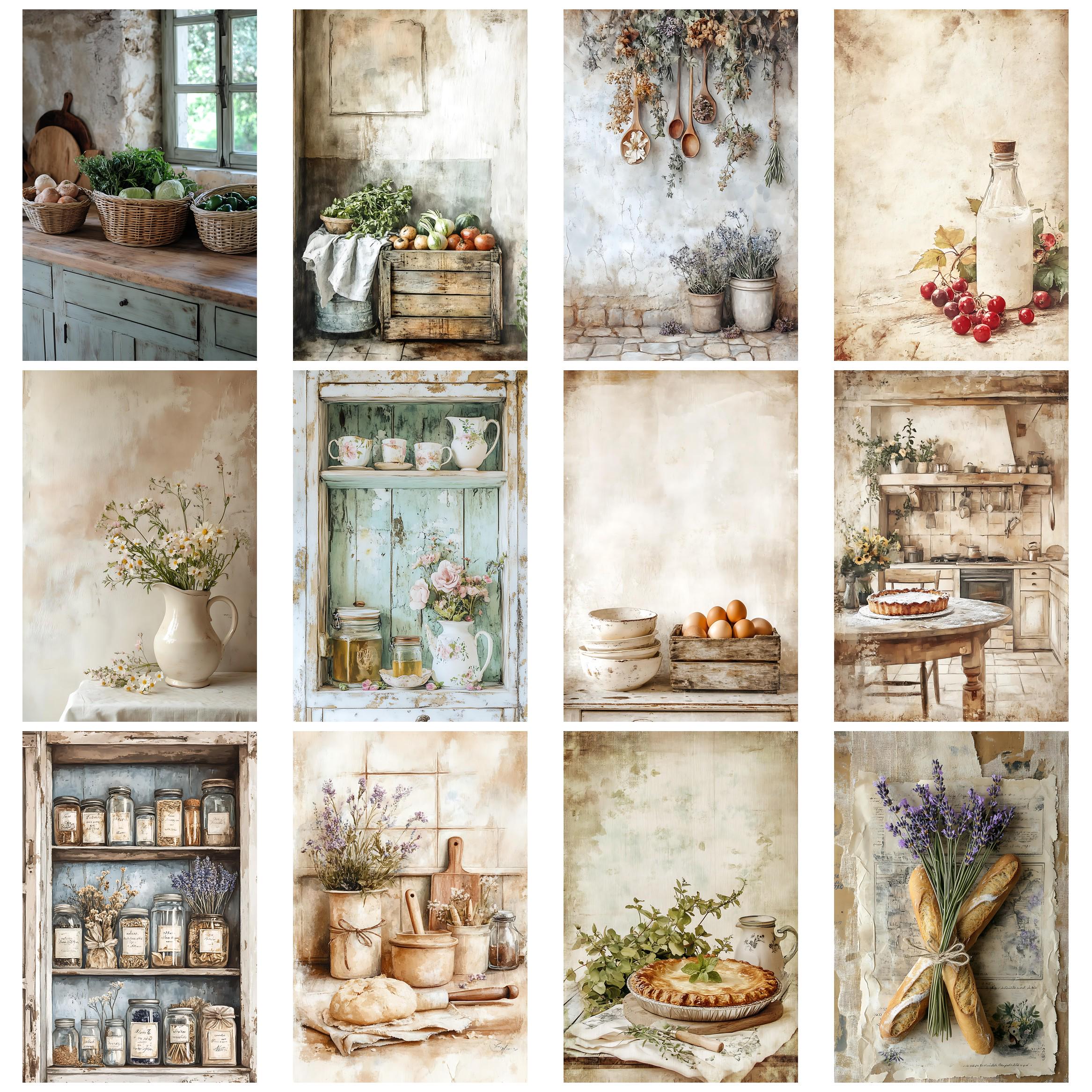 French Country Kitchen Vintage Junk Journal Ephemera Kit Farmhouse ...
