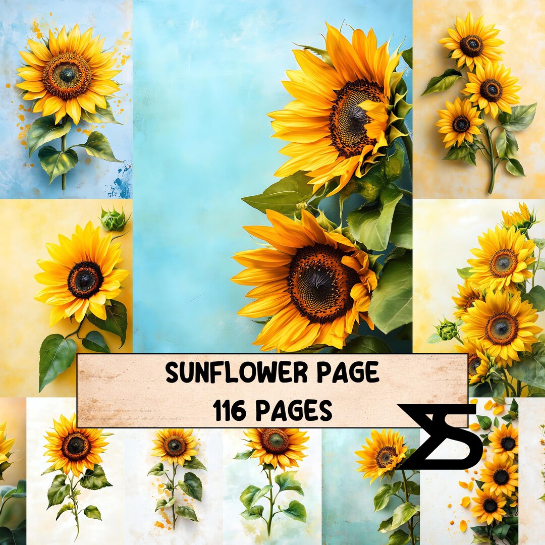 Sunflower Page Vintage Junk Journal Kit Printable Ephemera Paper Pack ...