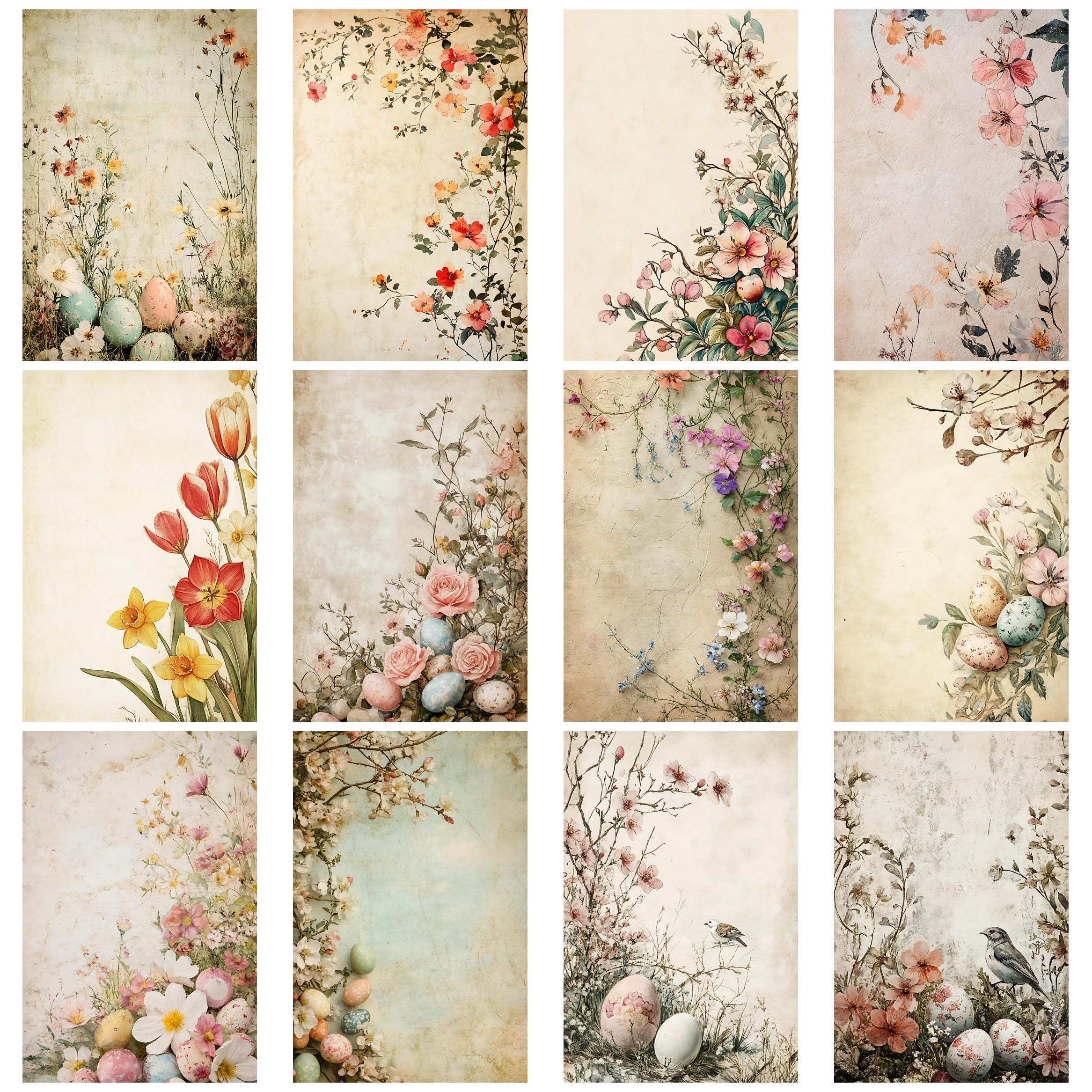 Floral Easter Vintage Junk Journal Kit Printable Papers and Ephemera ...