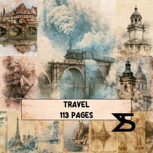Travel vintage junk journal set fur reisetagebuch journaling ephemera collage kit karten stickers scrapbook papier pack