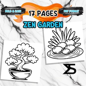Zen garden Coloring Book, Printable Adult Coloring Book, coloring pages fo adult, Bold and Easy Designs, Relaxing Activity for Adults