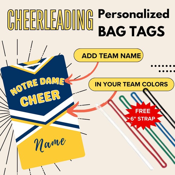 CHEER Bag Tag • Personalized • Team Name • Made to Order • Athlete • Coach • Luggage, Backpack, Gear Bag