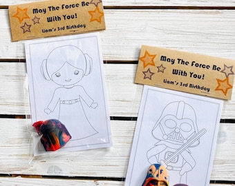 Star Wars Inspired Party Favors, Crayon Party Favor, Birthday Party Favor for Kid, Classroom Birthday Favor