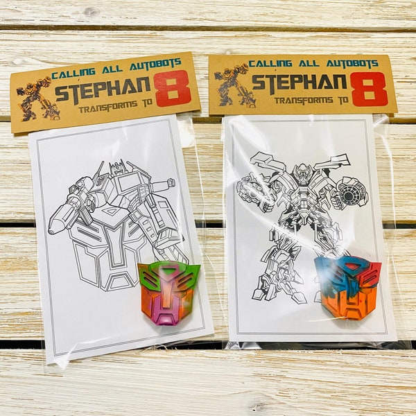 Bot Inspired Party Favors, Transformer Party Favors , Crayon Party Favors, Birthday Party Favors for Kids, Classroom Party Favor