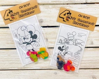 Mouse Party Favors: Handmade Character Crayons & Coloring Page