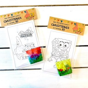 SpongeBob Inspired Party Favors, Sponge Bob Party Favors , Crayon Party Favor, Birthday Party Favor for Kid, Classroom Birthday Favor