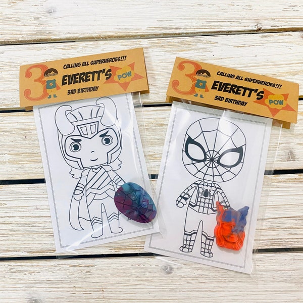 Superhero Party Favors/ Avengers Party Favors/ Marvel Birthday/ Crayons/ Party Favor/ Birthday Party Favor for Kid/ Classroom Birthday Favor