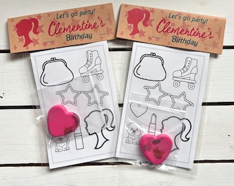 Barbie Inspired Party Favors: Heart Crayon & Coloring Page