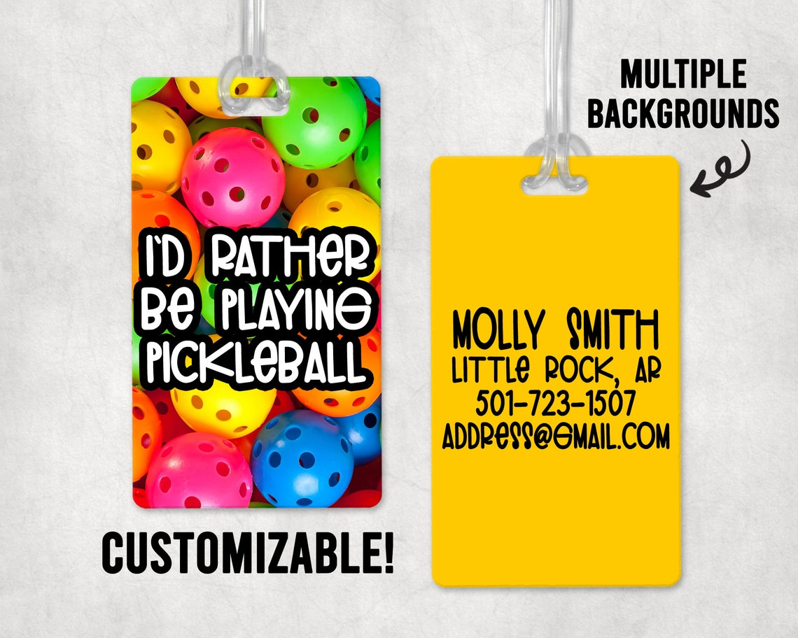 CUSTOM Playing Pickleball Luggage Tag Custom Luggage Tag Etsy