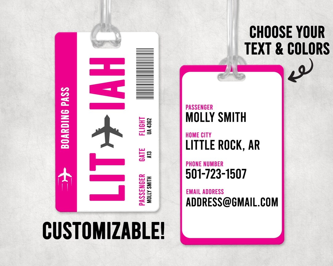 CUSTOM Boarding Pass Luggage Tag Bag Tag Travel Picture Metal