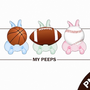 My peeps png, bunny sports, basketball, football, baseball bunny, cute bunny easter, rabbit easter, easter design, INSTANT DOWNLOAD
