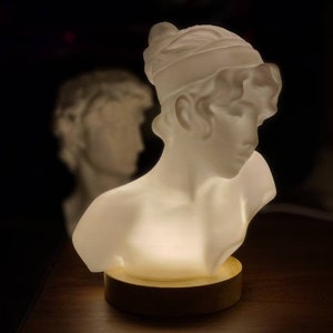 Sappho Bust Lamp, Statue of the Poet Sappho, Greek Sculpture image 2