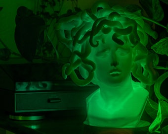 Medusa Bust Lamp, Mythology, RGB Light, Color Changing, Gaming Decor, Halloween lamp