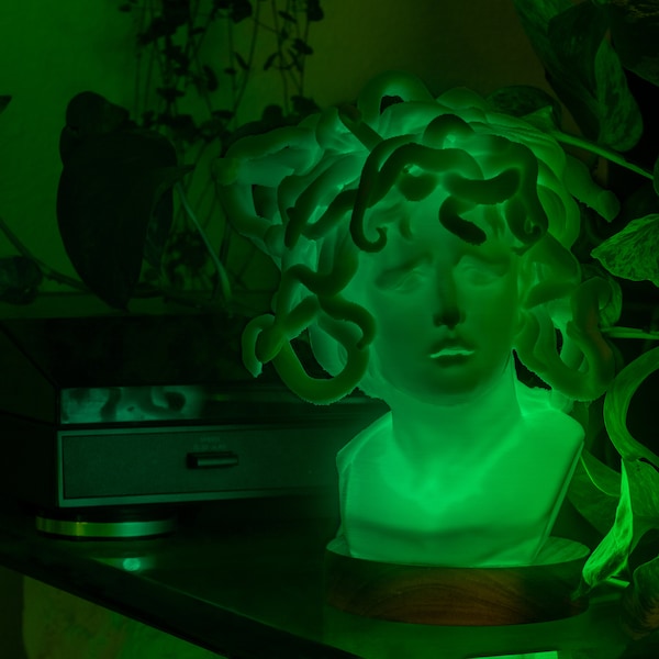 Lámpara de busto Medusa, Mitología, Luz RGB, Cambio de color, Decoración de juegos, Lámpara de Halloween