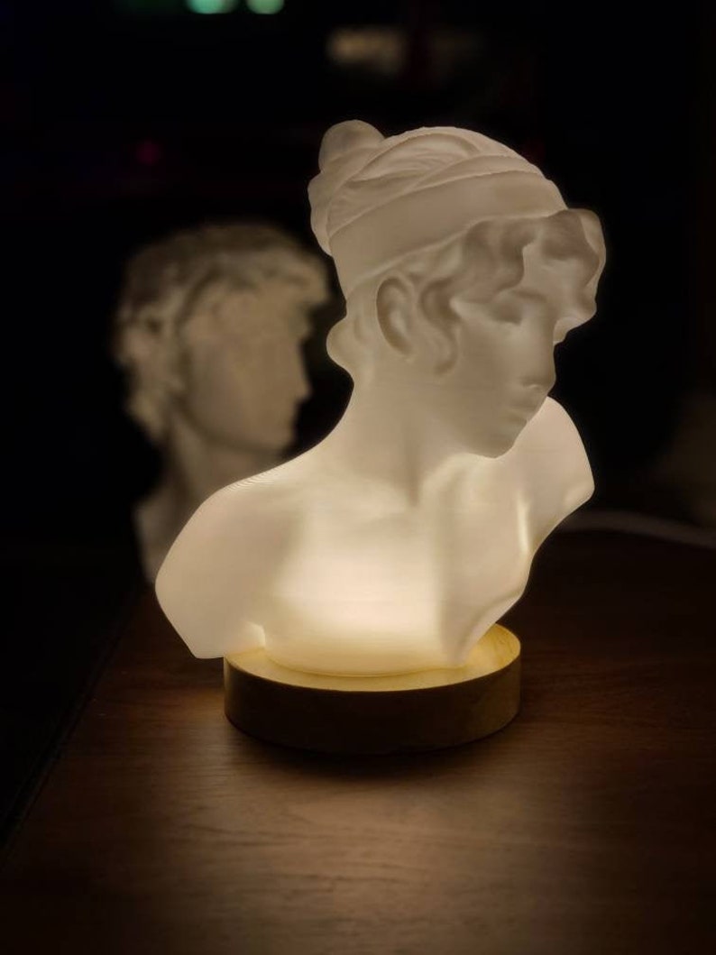 Sappho Bust Lamp, Statue of the Poet Sappho, Greek Sculpture image 2