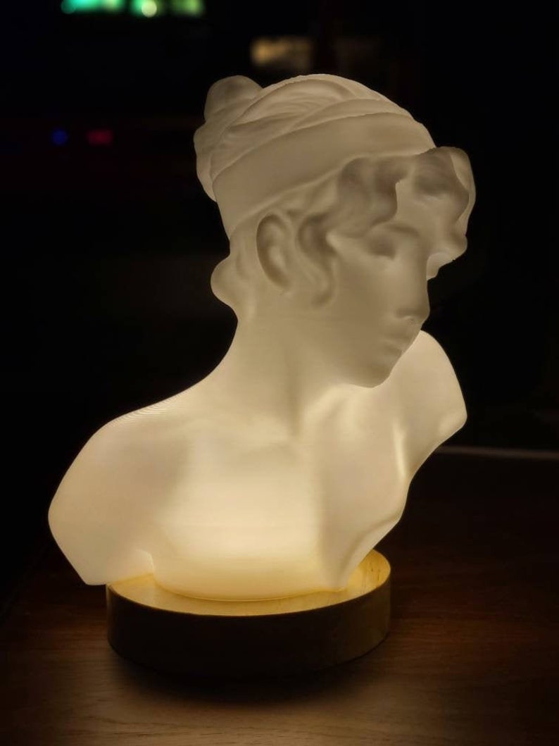 Sappho Bust Lamp, Statue of the Poet Sappho, Greek Sculpture image 5