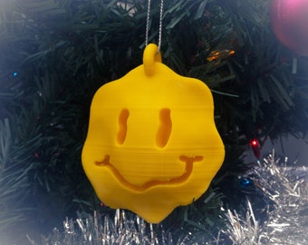 Smiley Face Ornament Glitch Art, Aesthetic, Emoji, Vaporwave, Pop Art