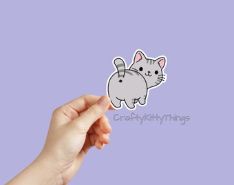 Cute Cat Butt Sticker, Gifts for Cat Lovers, Cat Mom, Cat Dad, Waterbottle, Bumper Sticker, Laptop Sticker, Tumblers, Tablets, Planner, Mugs